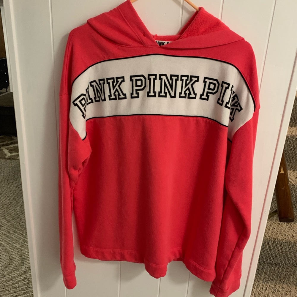 Love pink hoodie red/maybe a little orangy